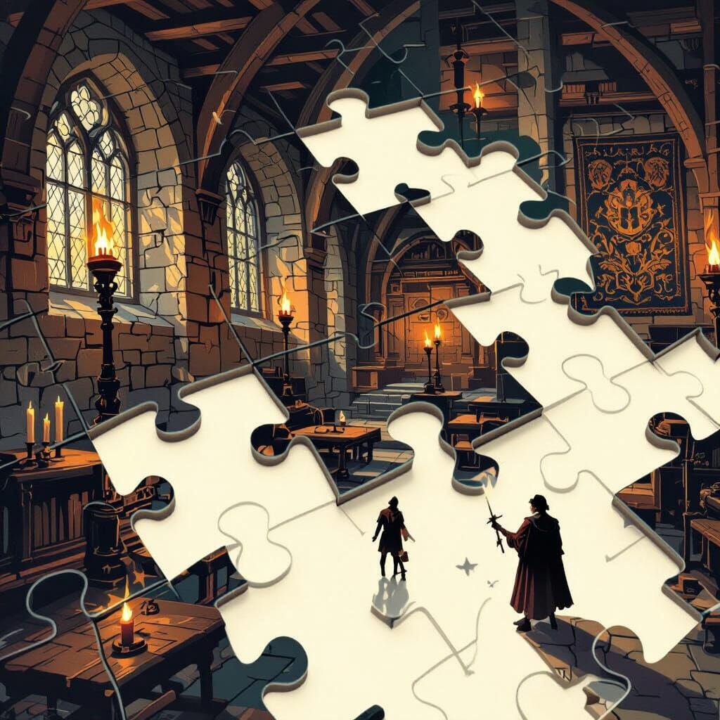 Mysterious Medieval Castle Puzzle by Torchlight