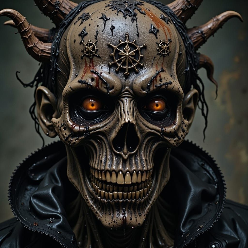 Dark Wizard Skull in Mysterious Arcane Symbols