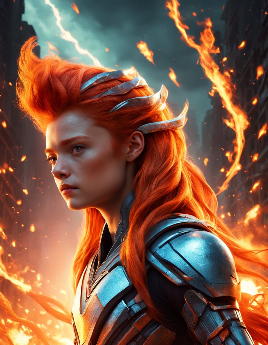 Sadie Sink as Starfire in Comic Book Style