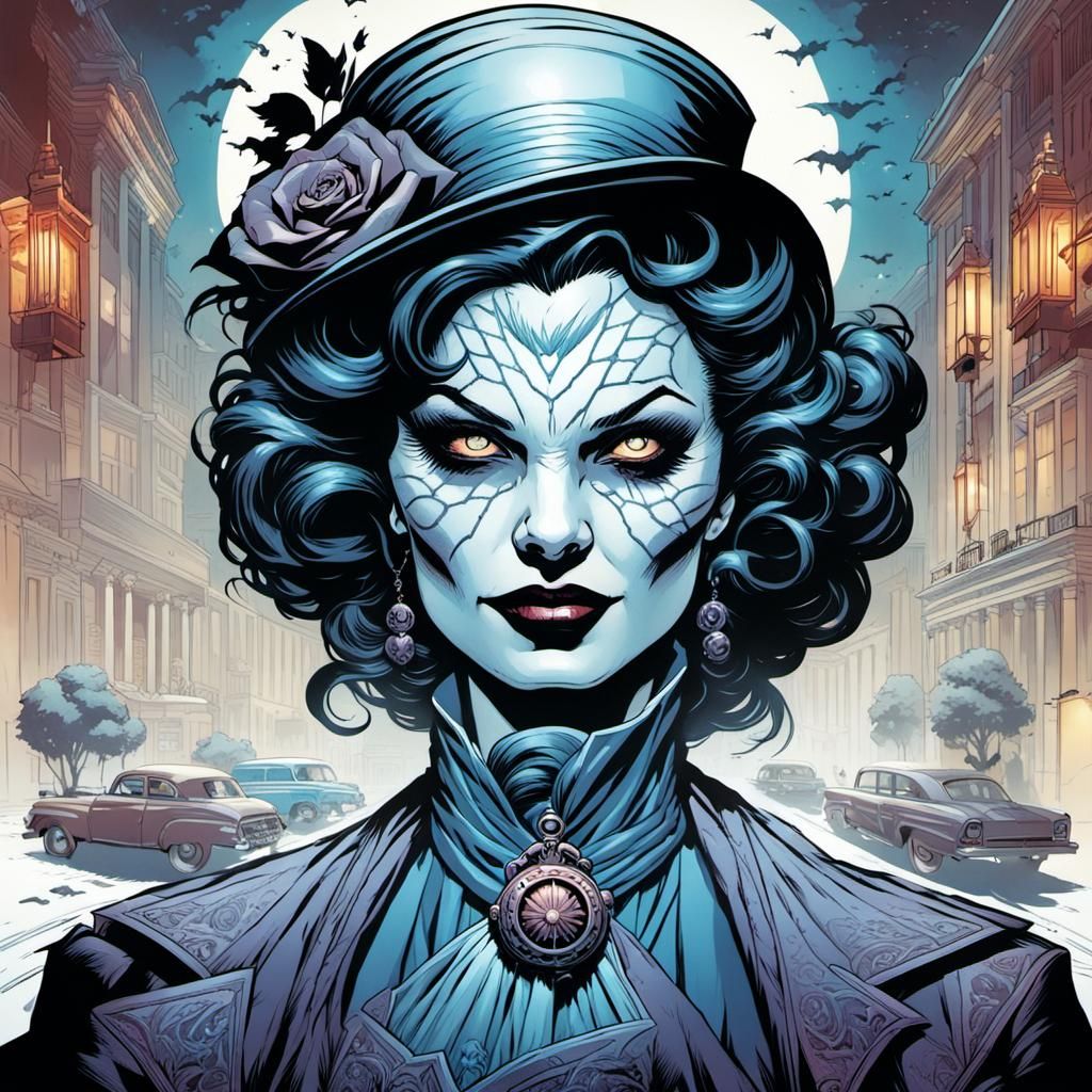 Surreal Portrait of Madame Madness, Inspired by Comic Book A...