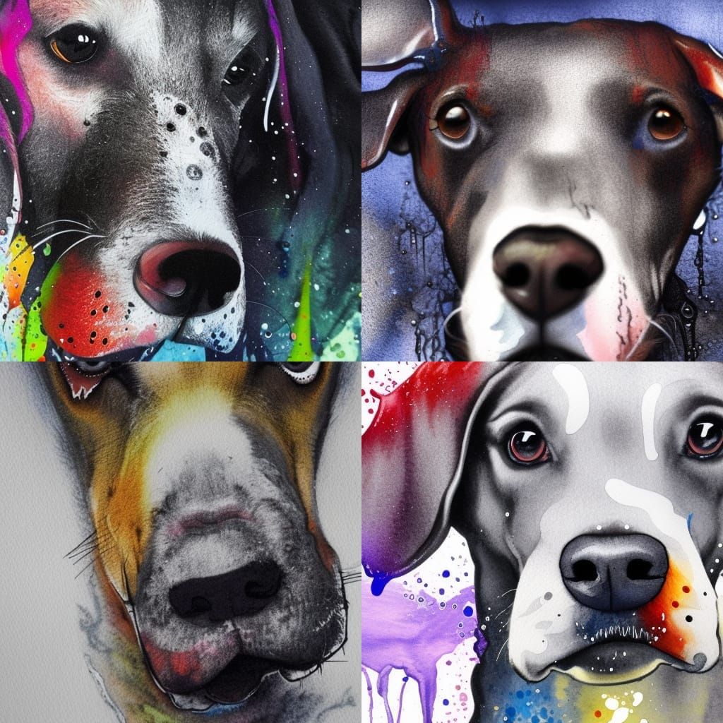 Close-Up Portrait of a Majestic Grey Hound in Intricate Wate...