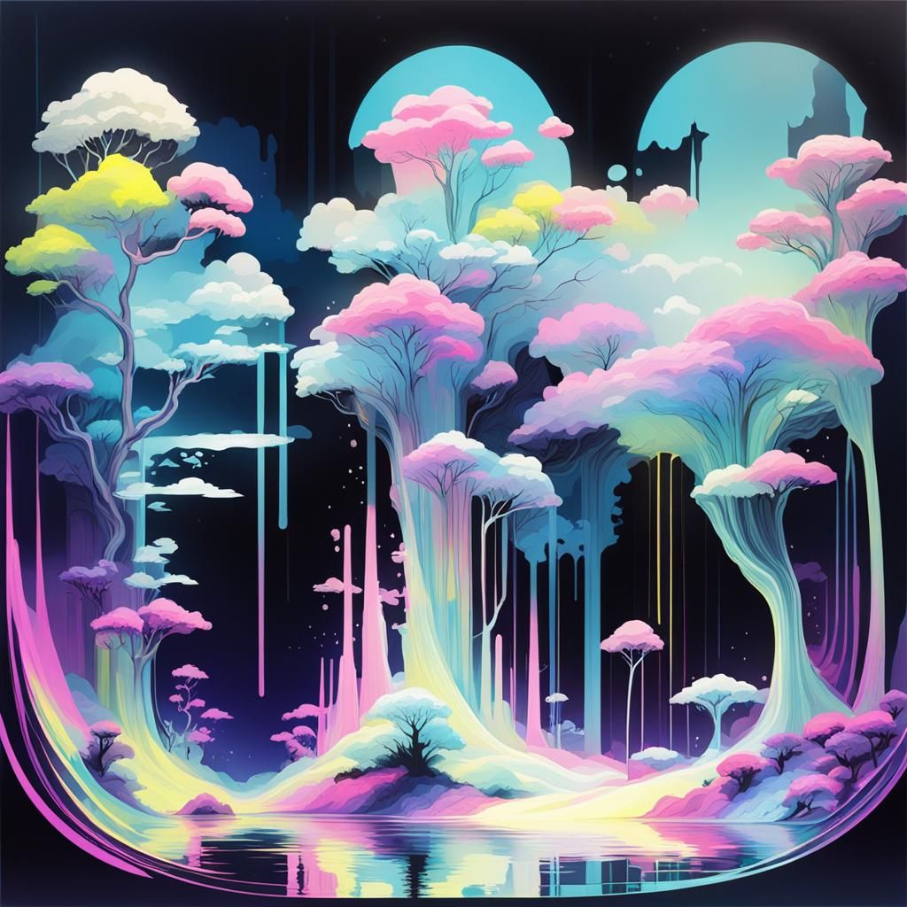 Dreamy Neon Landscapes in Vibrant Color