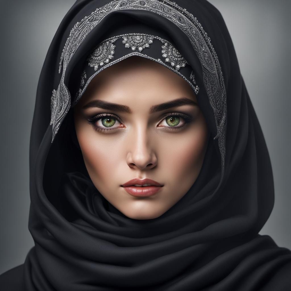 Beautiful Moroccan Woman Sitting in Arabic-Style Armchair