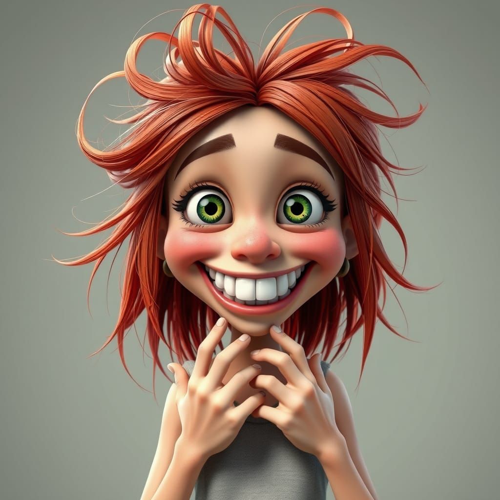 Goofy Girl Portrait in Playful 3D Style
