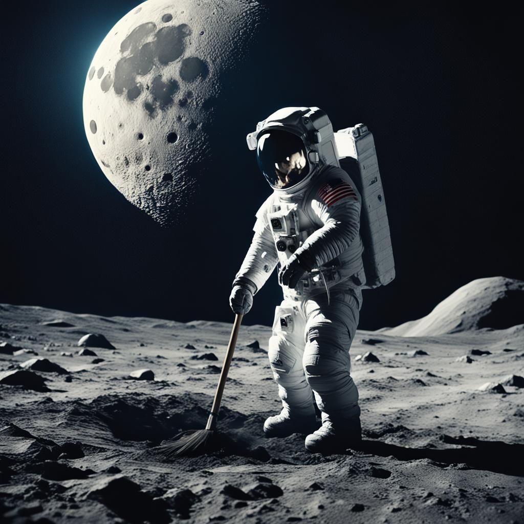 Astronaut in a Haunting Lunar Landscape