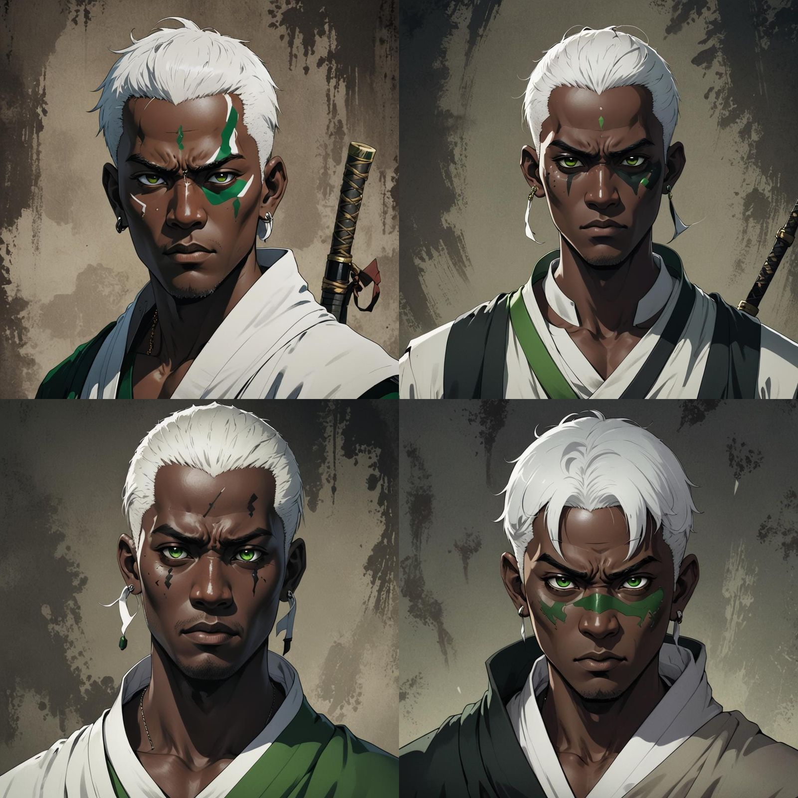 Manga-Style Monk with Unfriendly Expression