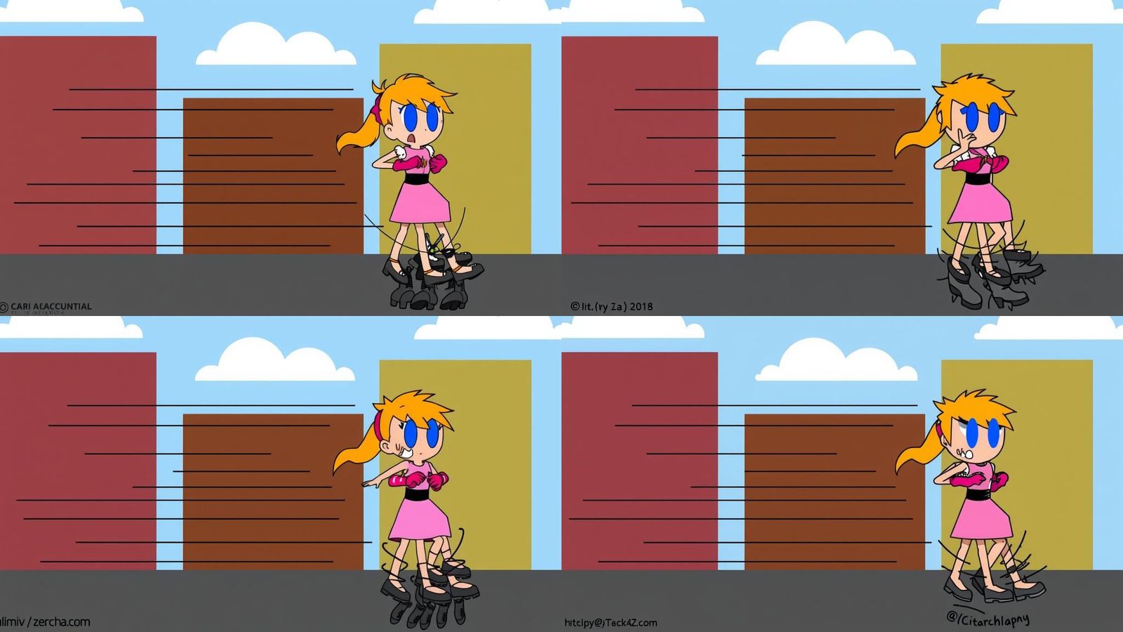 Youthful Cartoon Princess Soars on Pink Dress Parachute