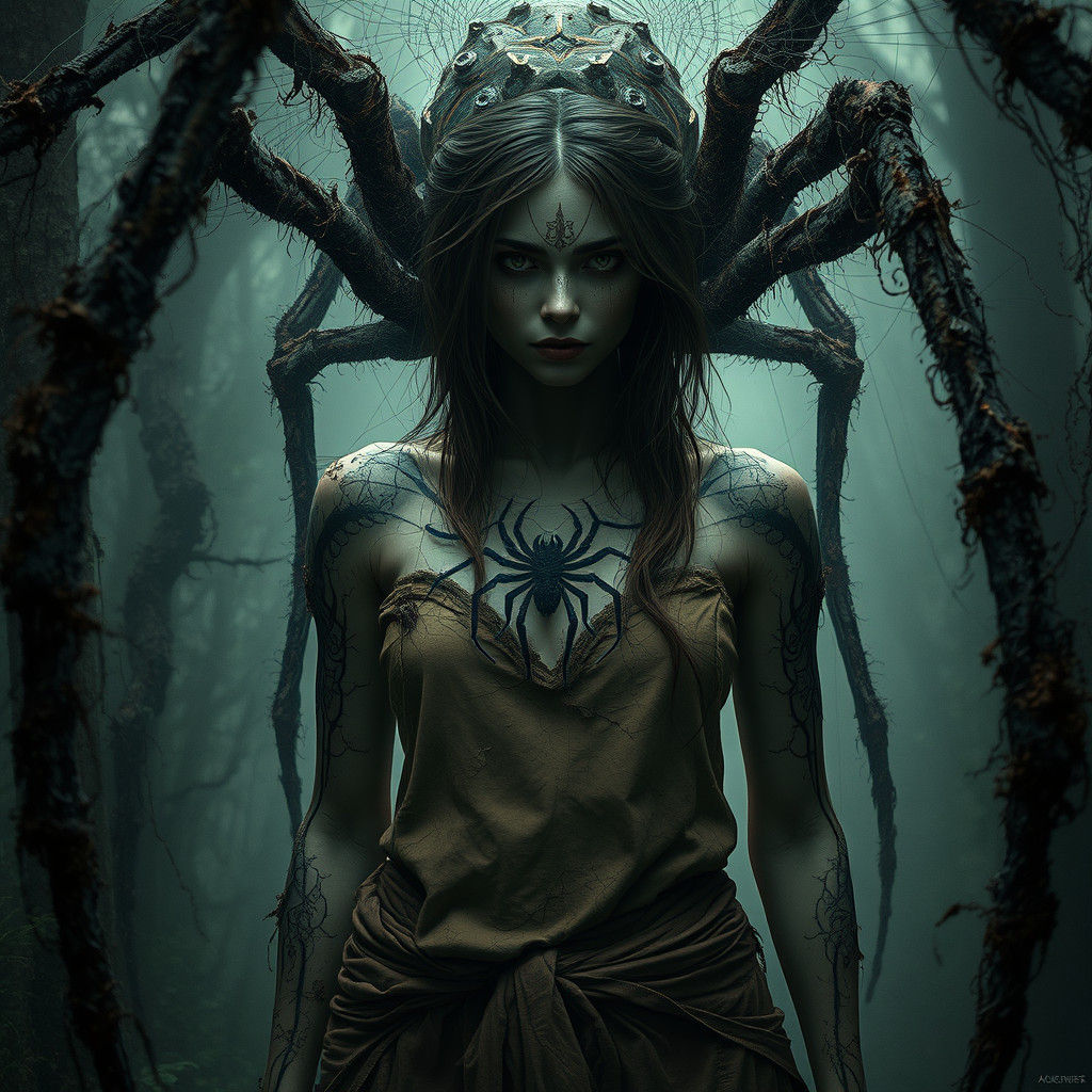 Spider Transformation in a Mysterious Forest Realm