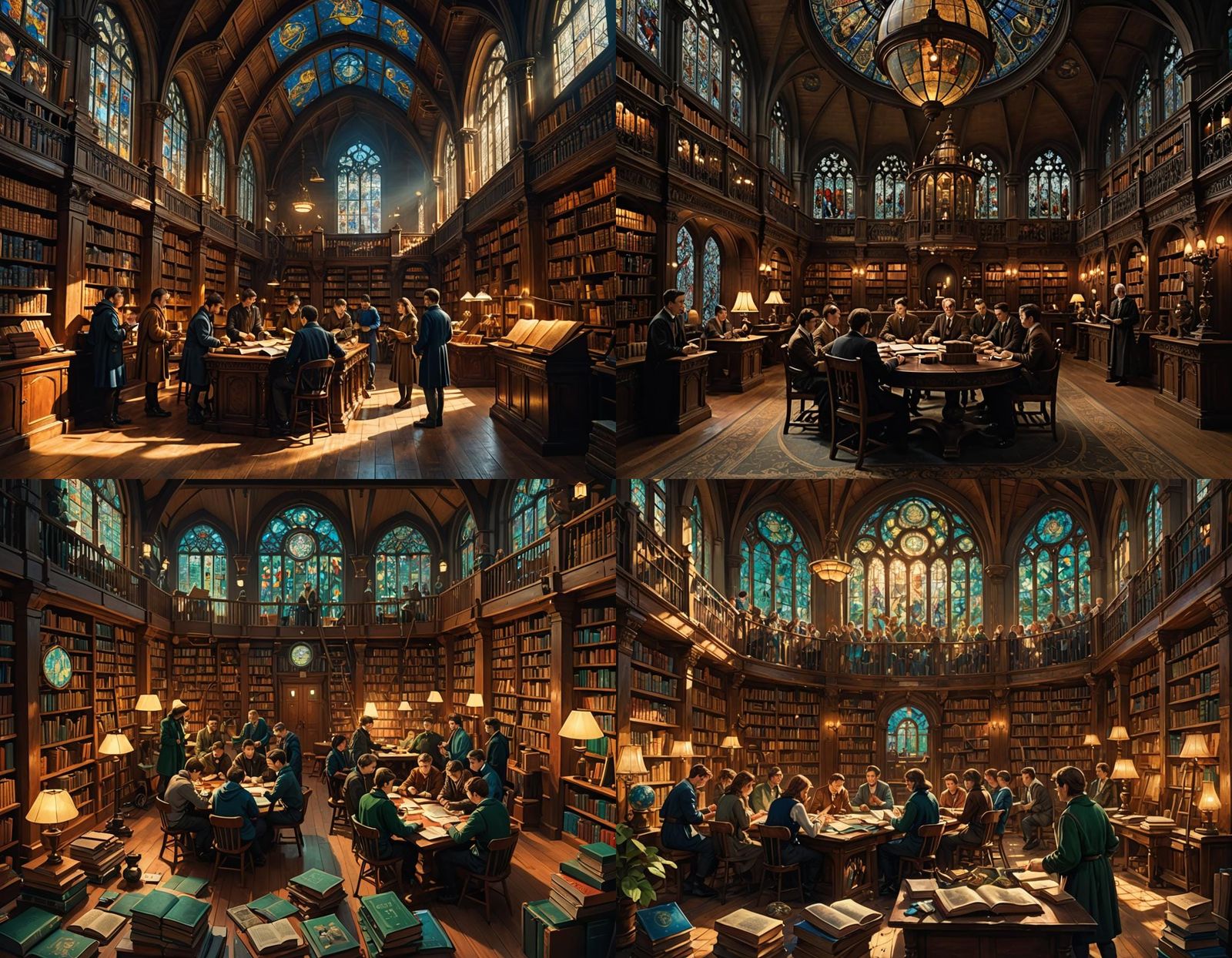 Academic Gathering in a Vintage Library of Discovery