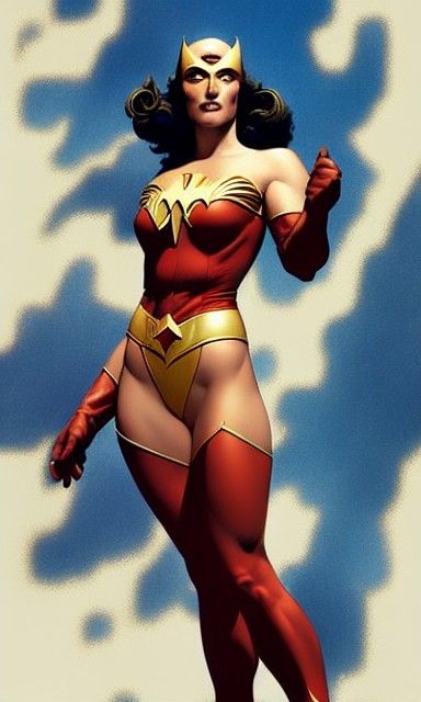 Magnificent Female Superhero in Elegant Hyperrealistic Detai...