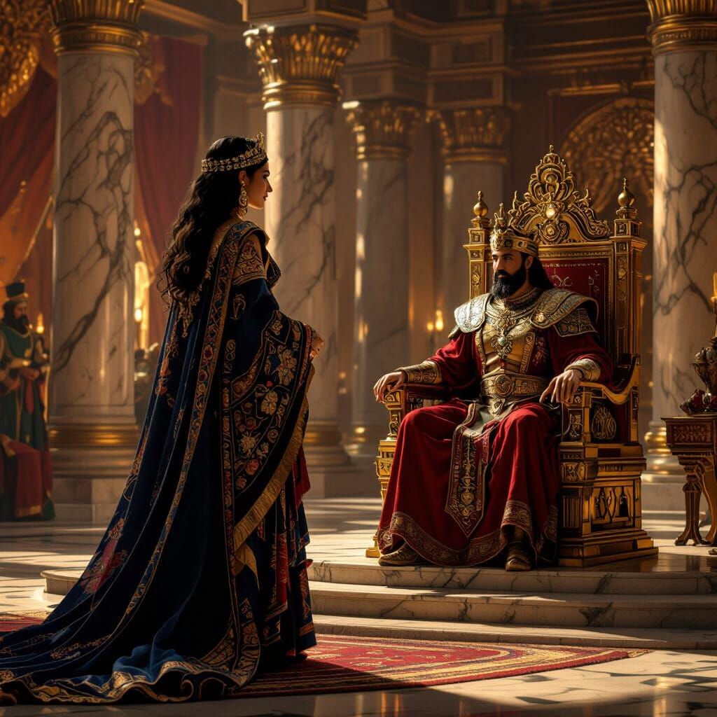 Queen Esther Before King Xerxes: Biblical Art