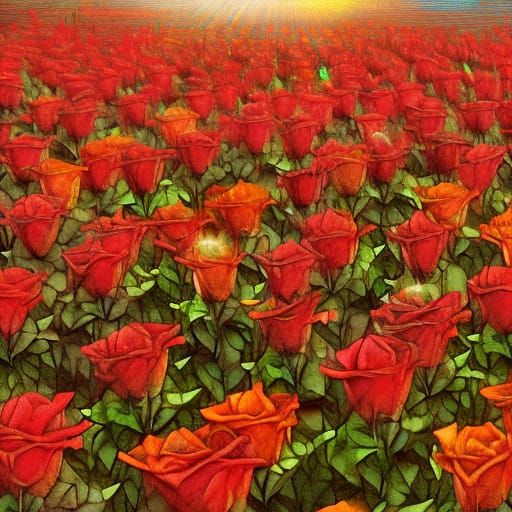 Crystal Rose in a Field of Roses, Embodied Cosmic Beauty