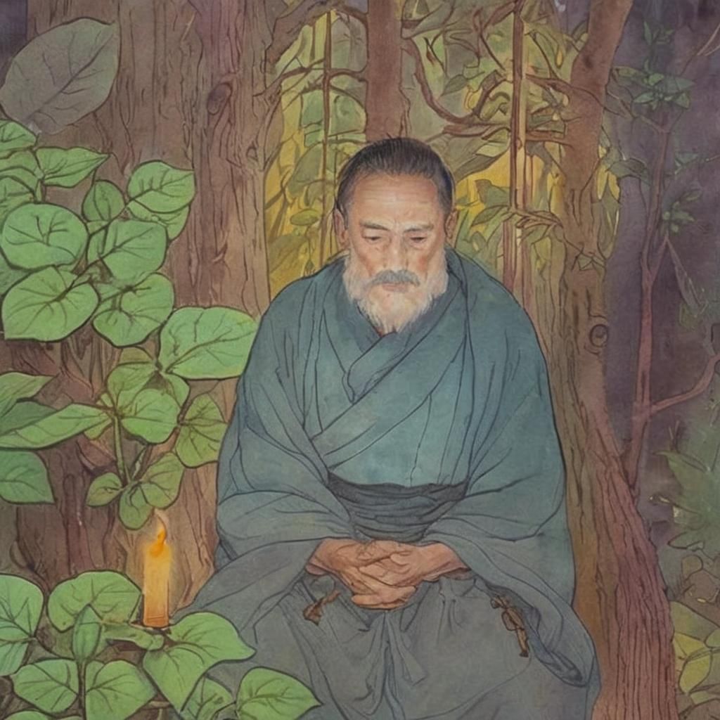 Surreal Monk in Dreamlike Forest Scene, Inspired by Salvador...