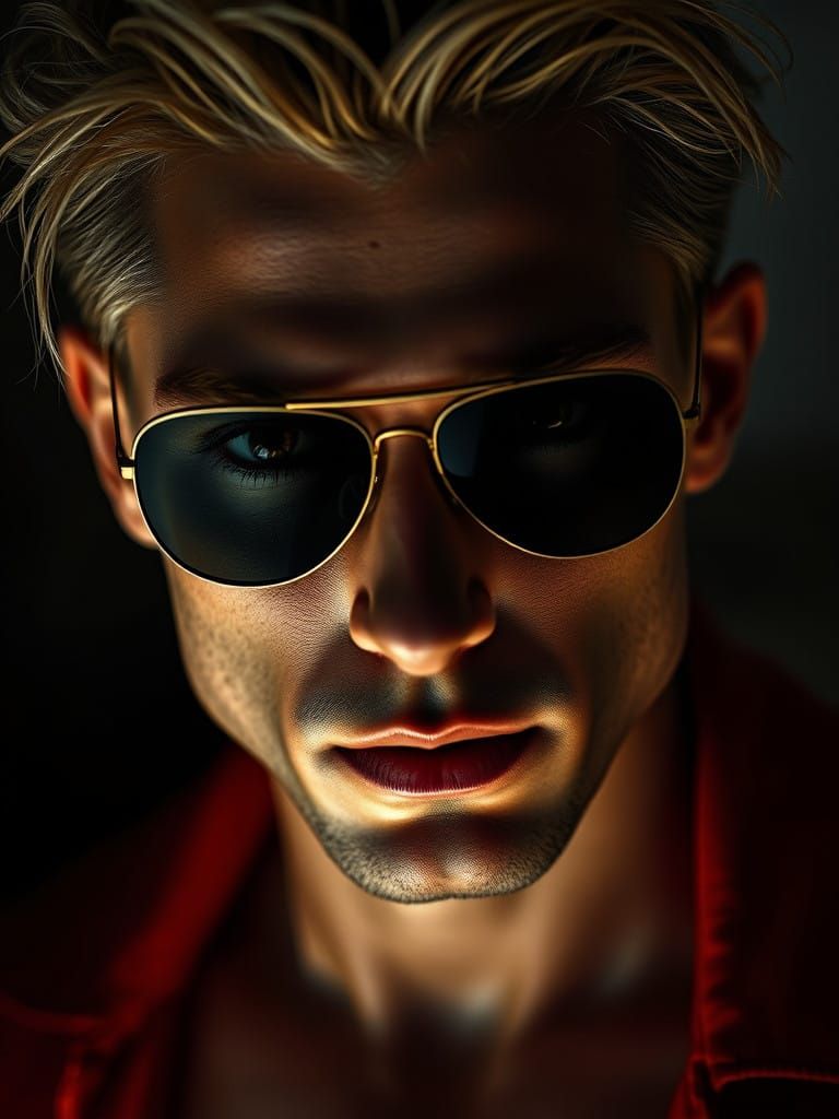 Chiseled Male Portrait in Dramatic Chiaroscuro Lighting