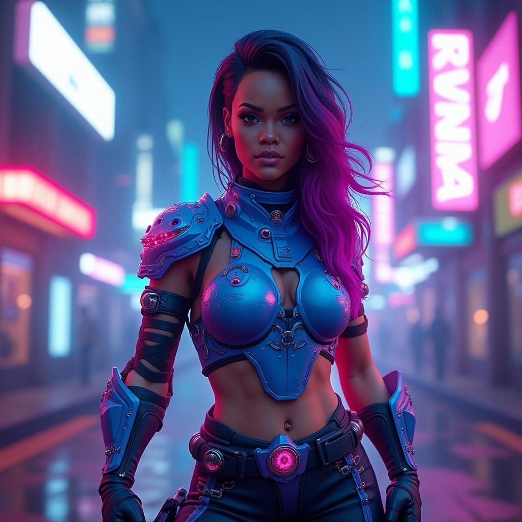 Ethereal Fortnite Warrior in Neon Armor