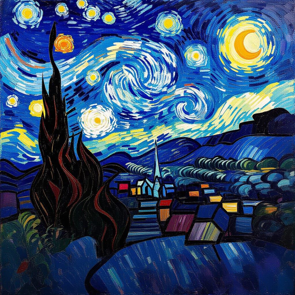 Neo-Impressionist Dreamscape Oil Painting with Impasto Textu...