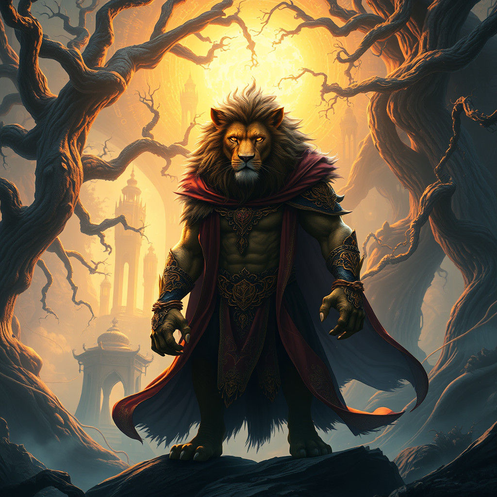 Ethereal Lion-Human Hybrid Majesty