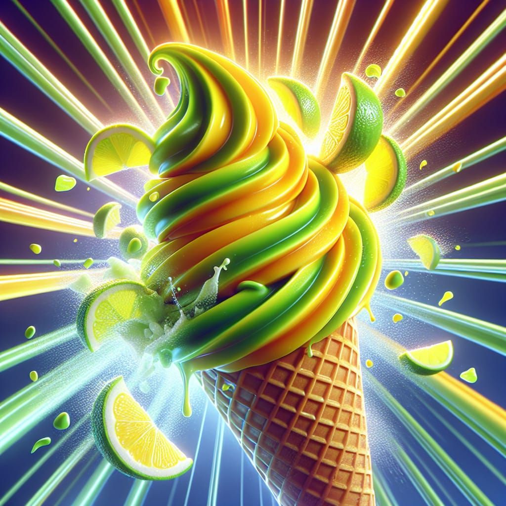 Radiant Lemon Lime Ice Cream in Cyberpunk 3D