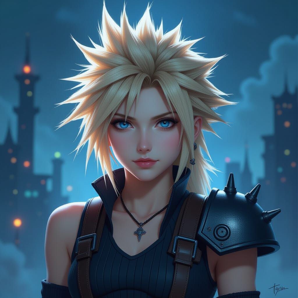 Female Cloud Strife in Midgar