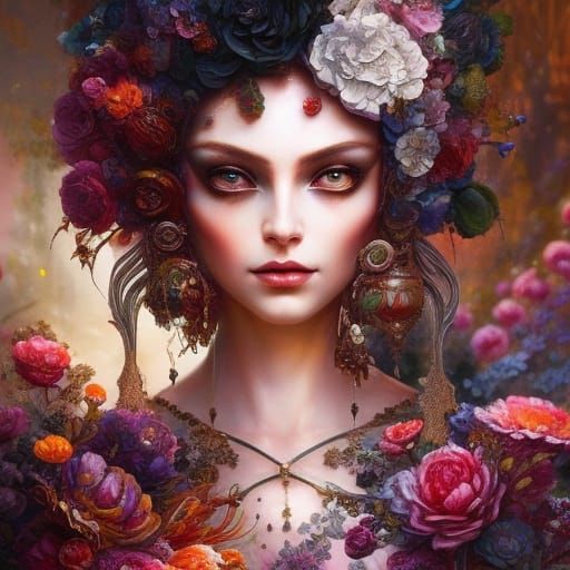Masquerade Queen Portrait in Hyperrealistic Fantasy Art
