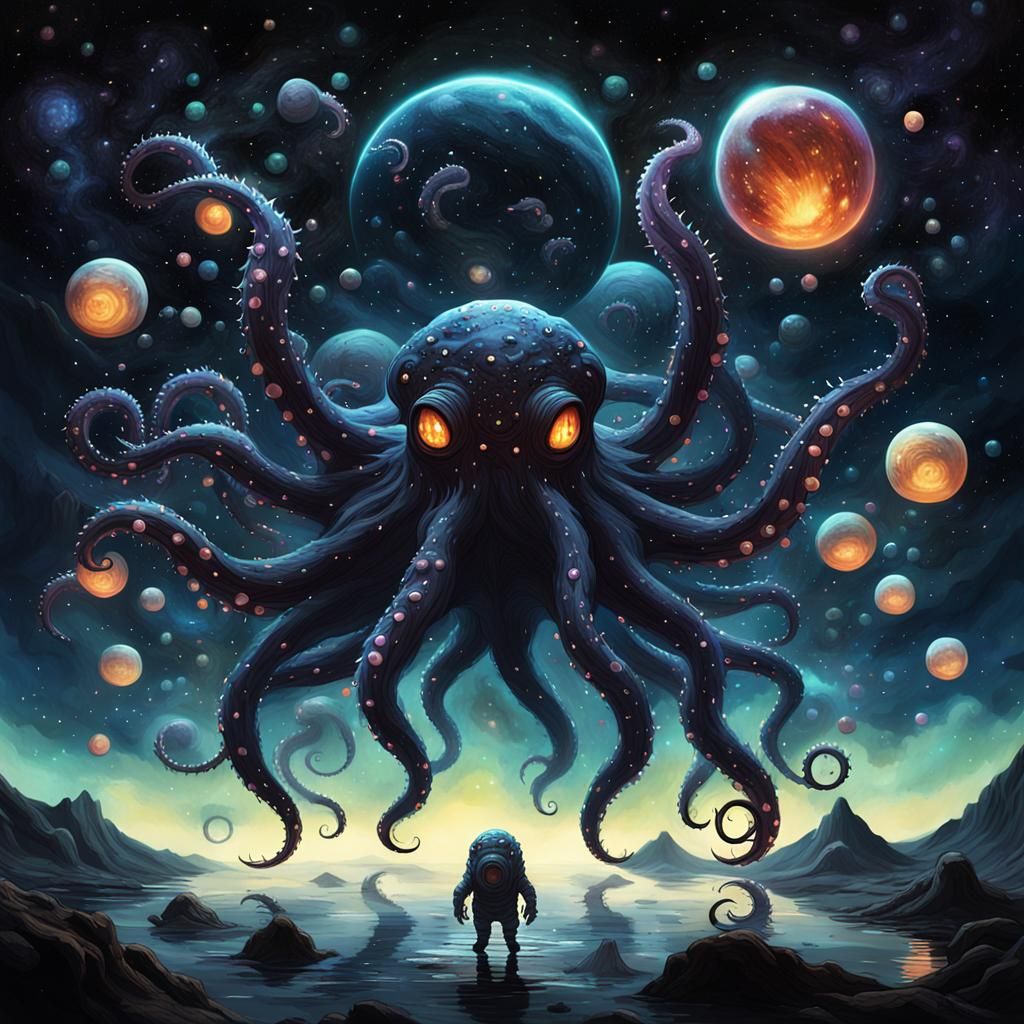 Cosmic Monster Emerges from Starry Abyss