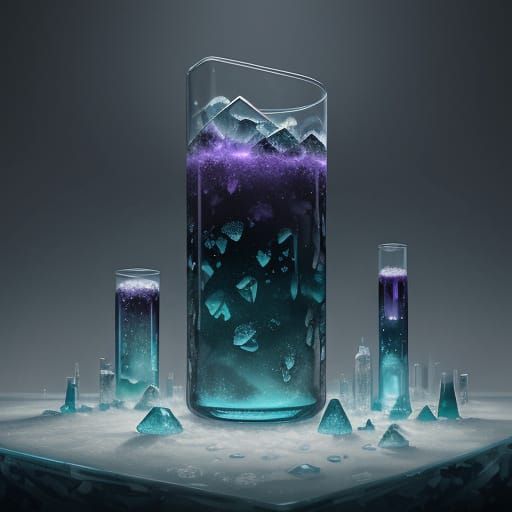 Eerie Dark Fantasy Scene with Frozen Monore Glass and Miniat...