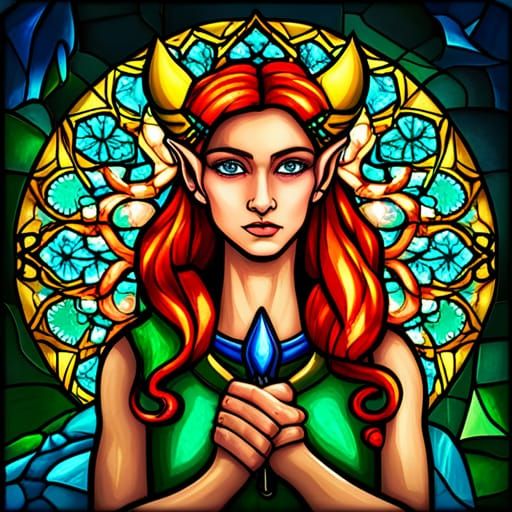 Stained Glass Tiefling Elf