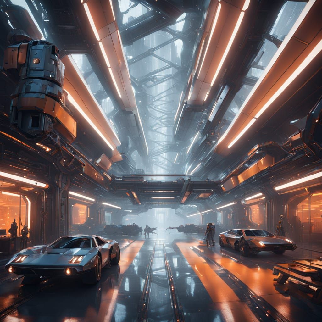 Epic Futuristic Lobby in Photorealistic Style