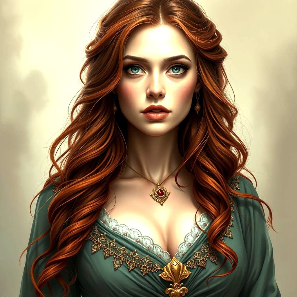 Ethereal Fantasy Woman in Emerald Green Silk