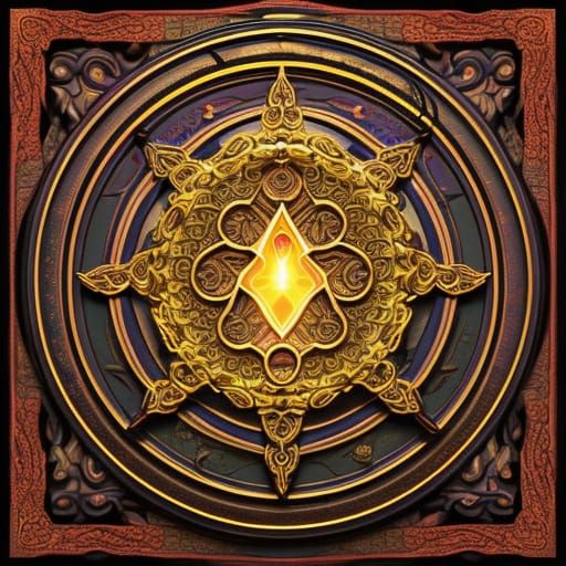 Ancient Mystical Medallion in Dark Cosmic Style