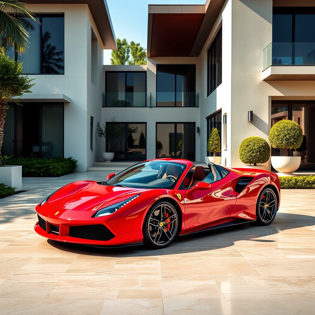 A sleek, stunning red Ferrari