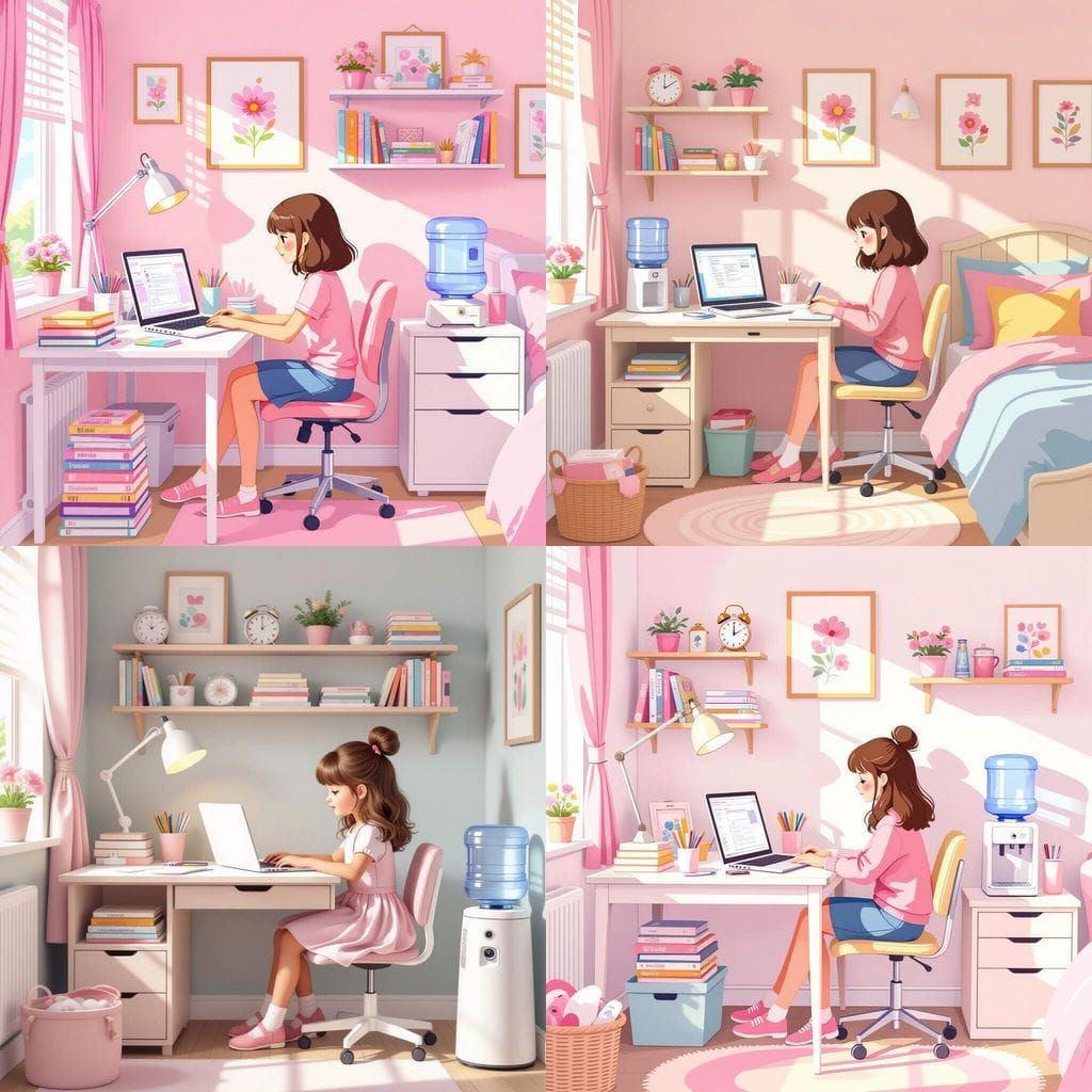 Teen Girl's Bedroom with Study Corner