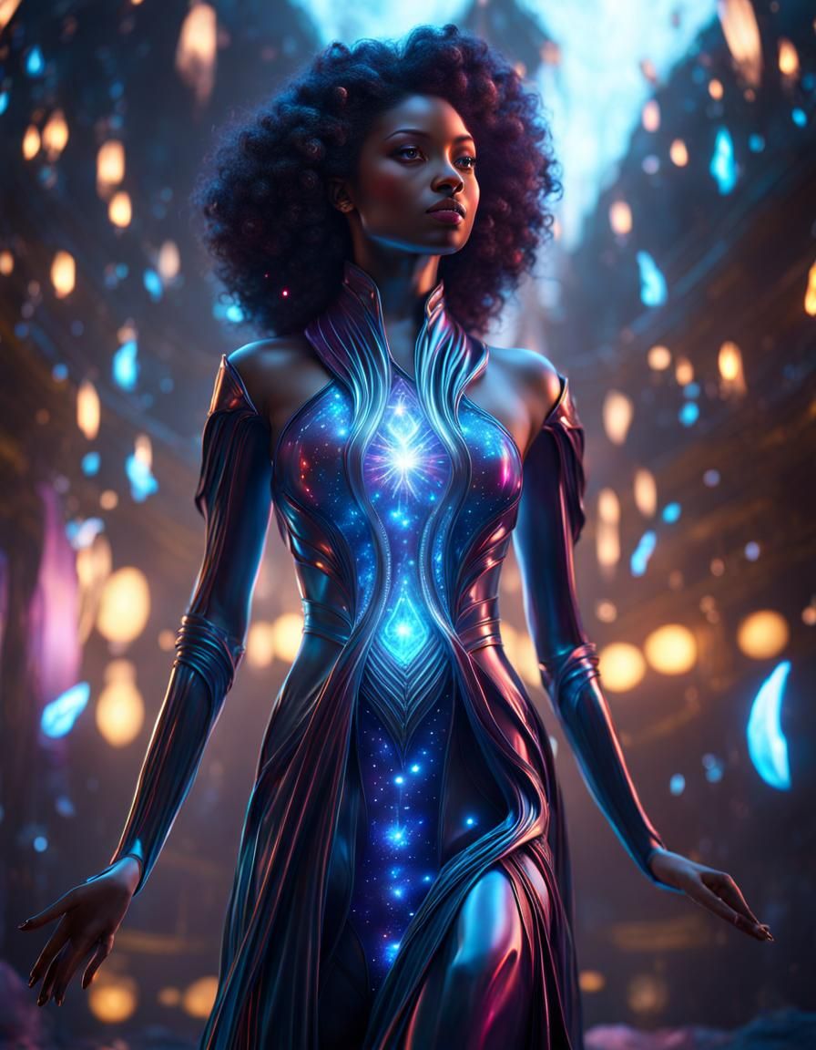 Delicate Glass Spirit Radiates Cosmic Energy in Vibrant Colo...