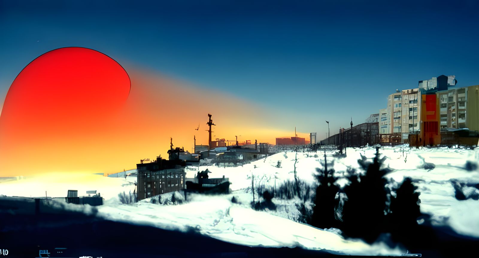 Soviet-Style Winter Sunset in Murmansk