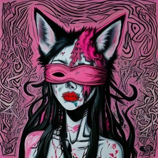 Surreal Abstract Artwork in Vibrant Pink and Dark Neutrals