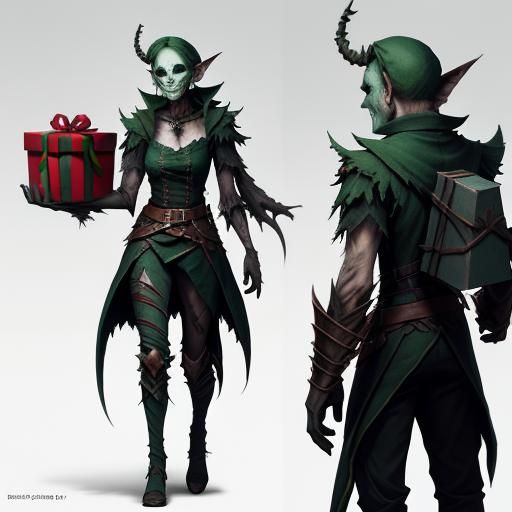 Haunted Christmas Elf with Eerie Gift Box