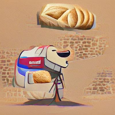 Lovable Golden Retriever's Joyful Moment with Fresh Loaf