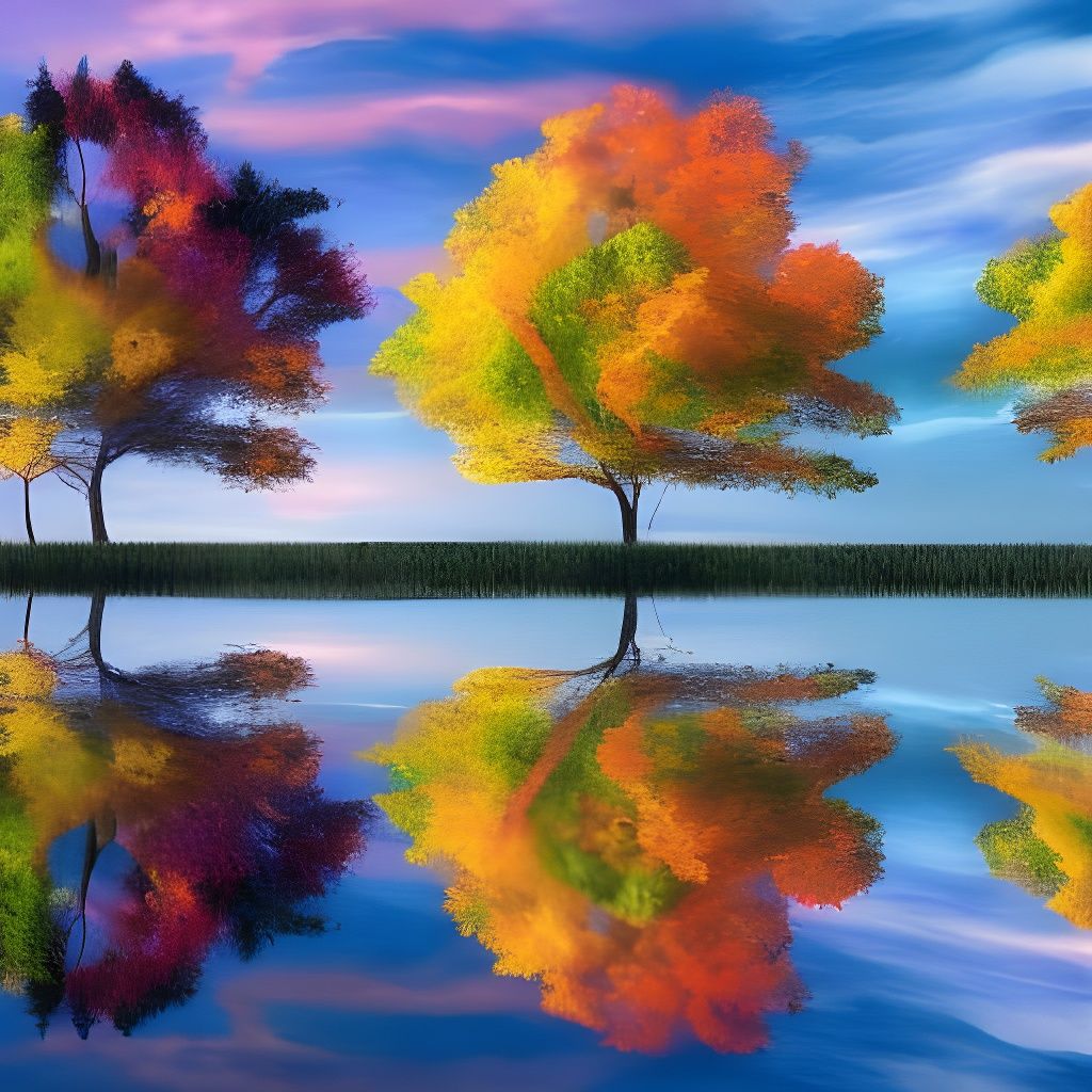 Tree in Triadic Color Harmony, Between Reality and Illusion