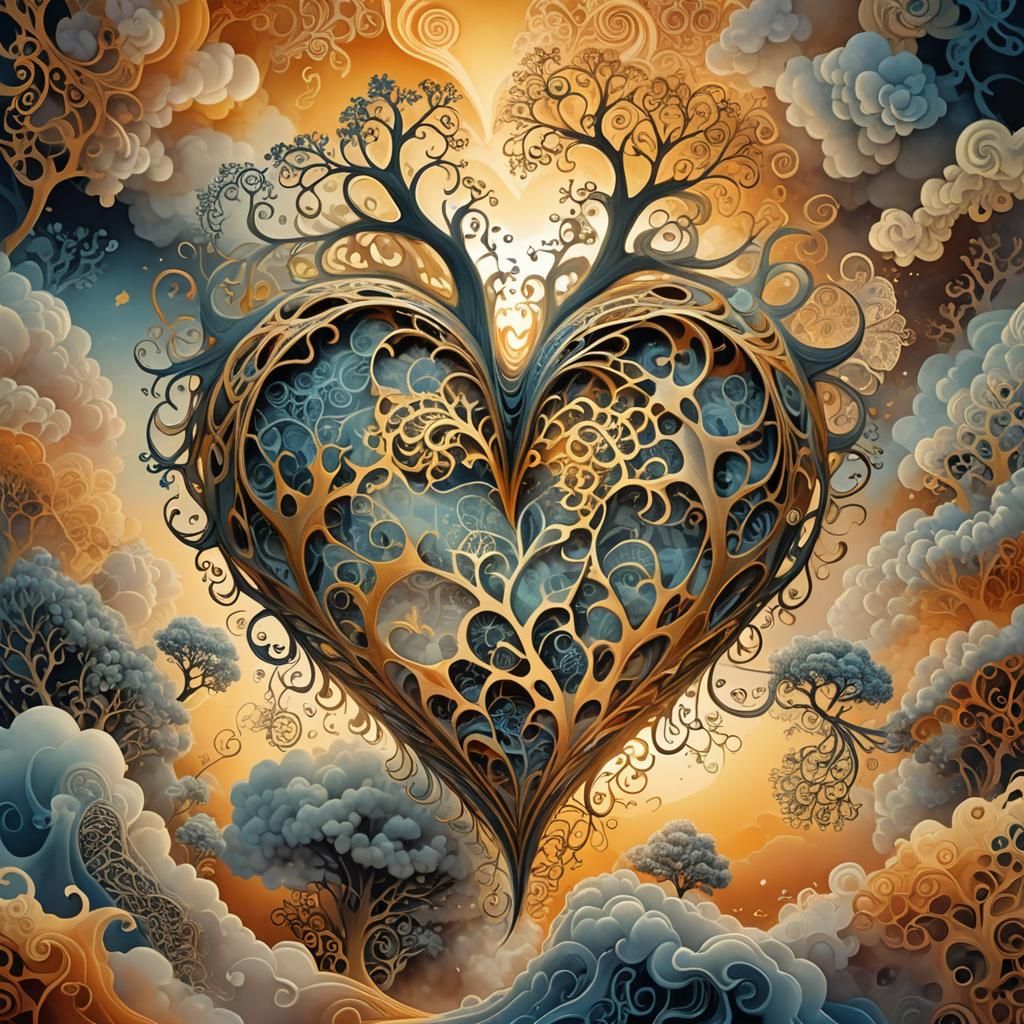 Dreamlike Heart Dissolves into Misty Gradient