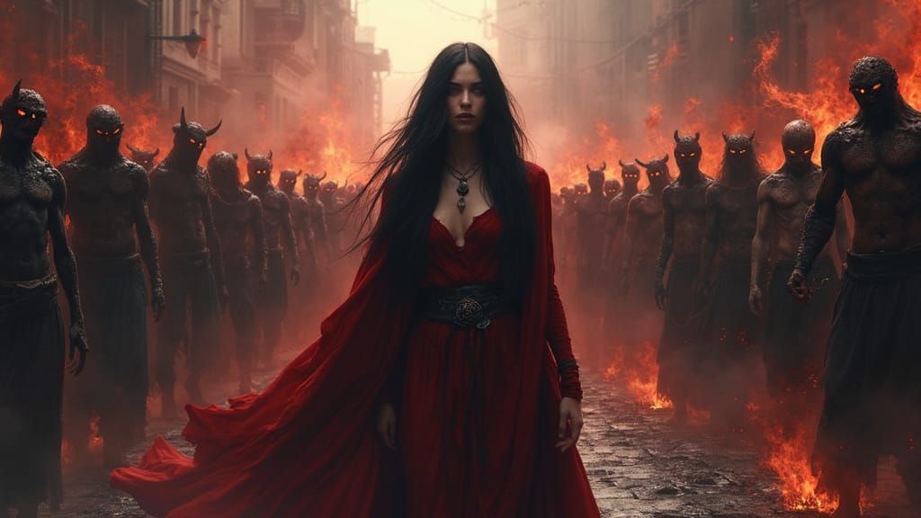 Dark Goddess Lilith Surrounded by a Legion of Twisted Demons...