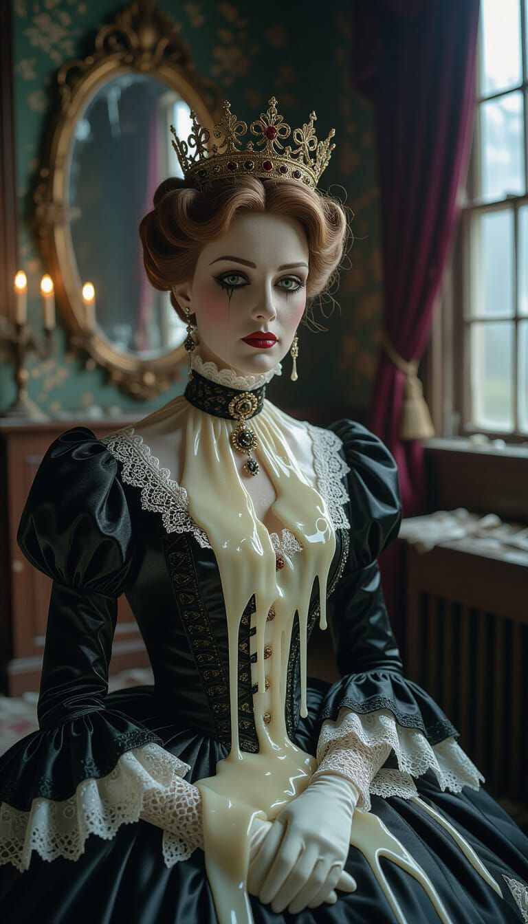 Melting Victorian Noblewoman Wax Figure in Ballroom