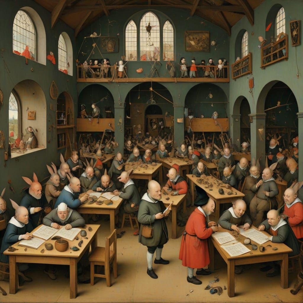 Kindergarten Scene in Bosch and Bruegel Style
