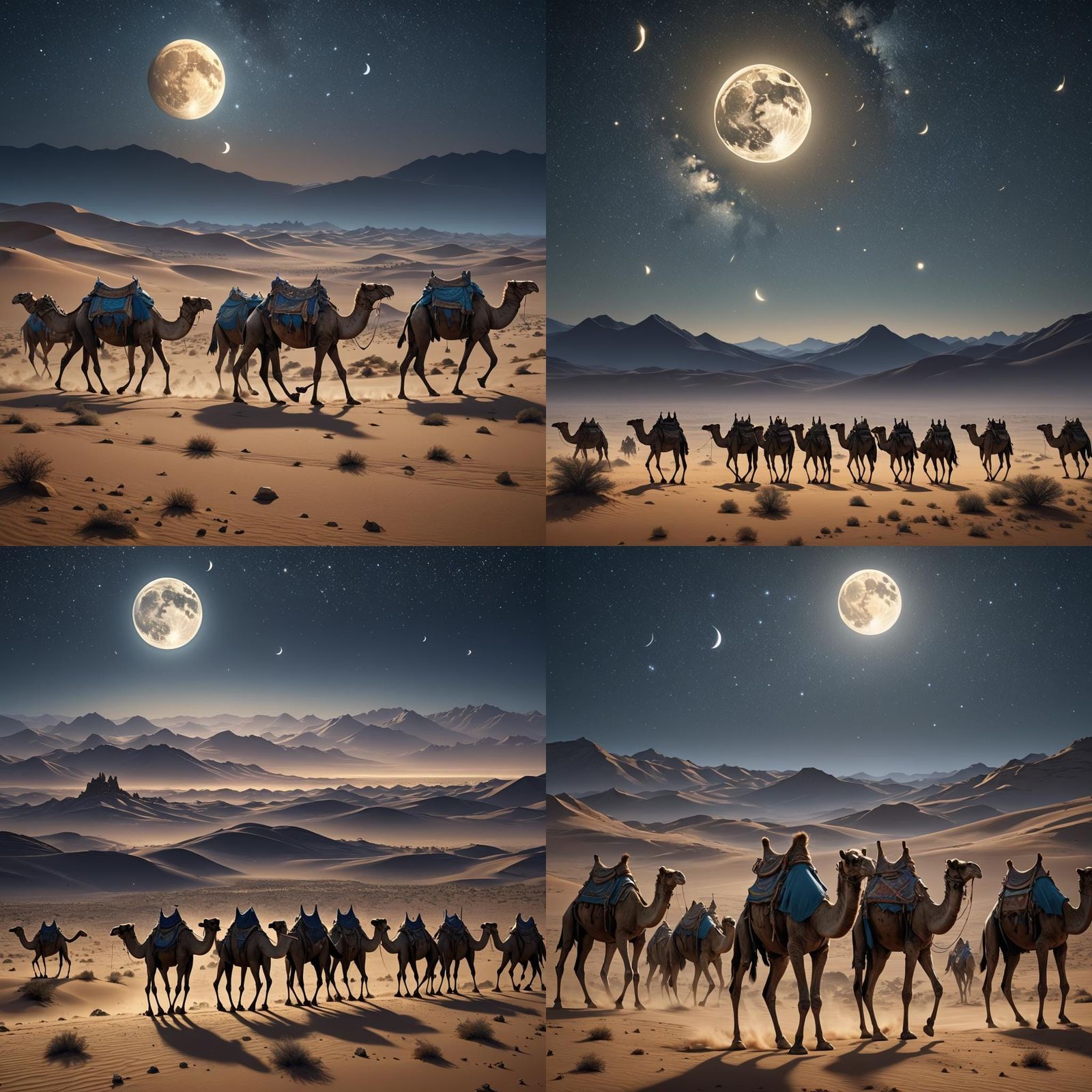Galactic Camel Caravan in Midnight Splendor