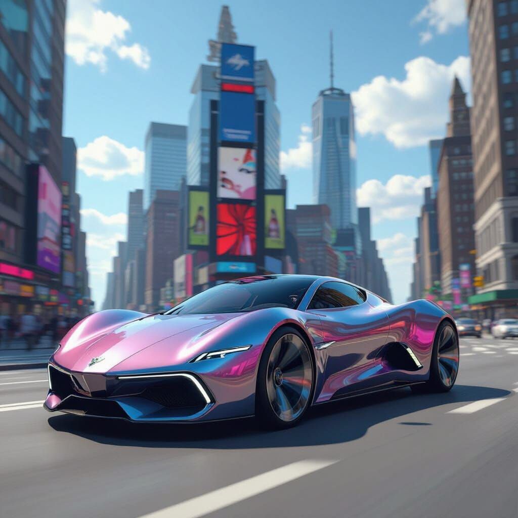 Futuristic Tulip Car Races Through New York City