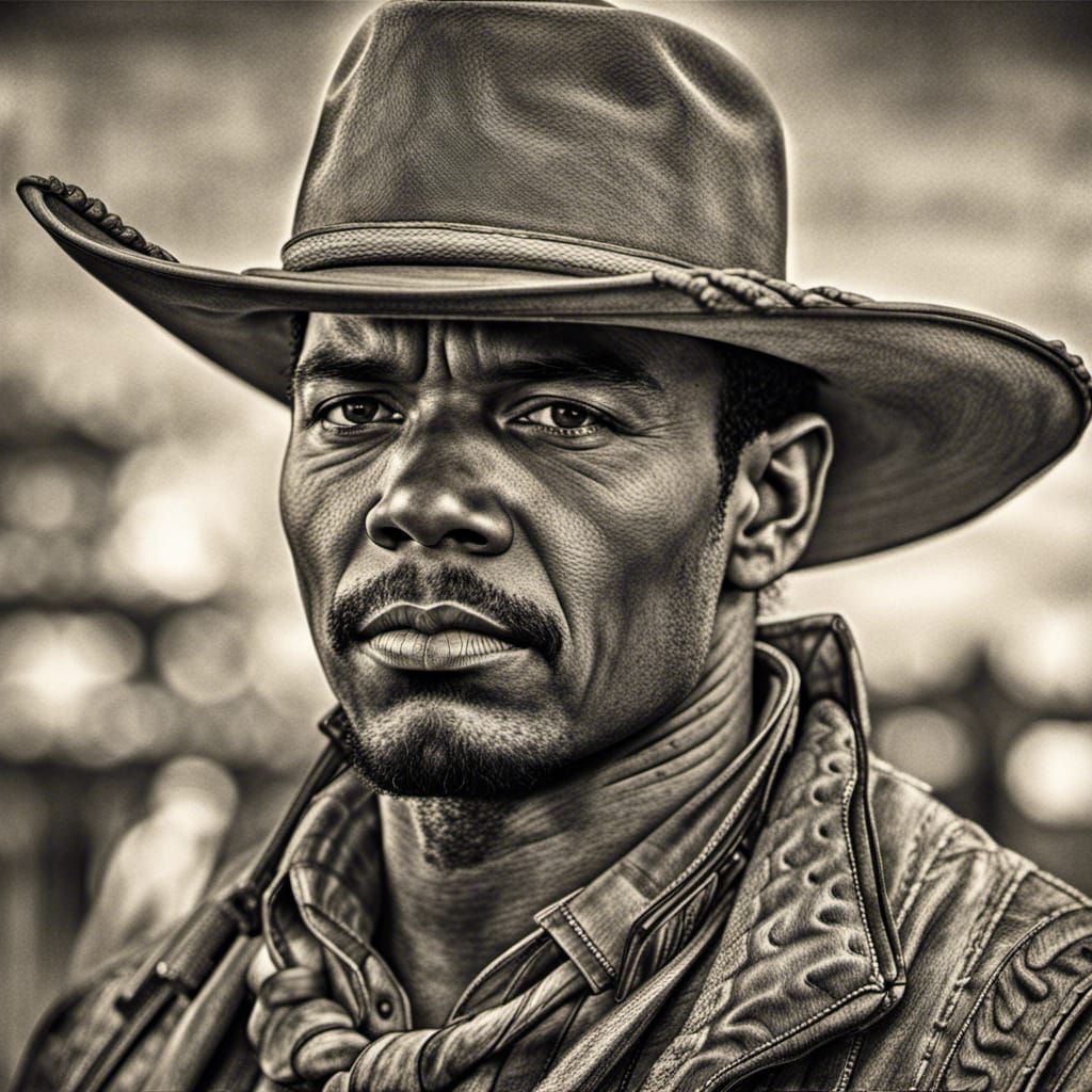 Hyperrealistic Western Portrait in Pencil Sketch Style