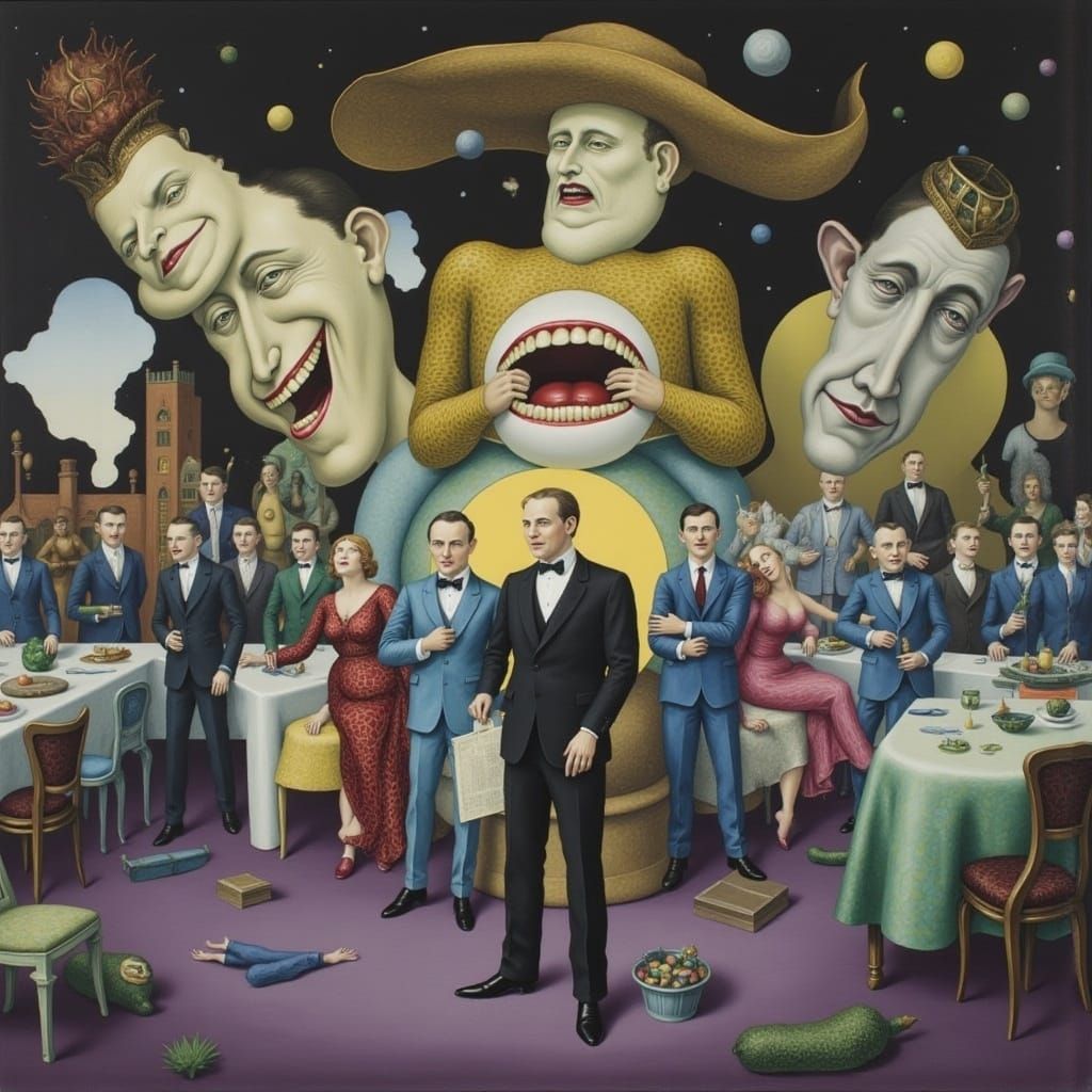 Surreal Tooth Society Gathering in Chicago Imagist Style