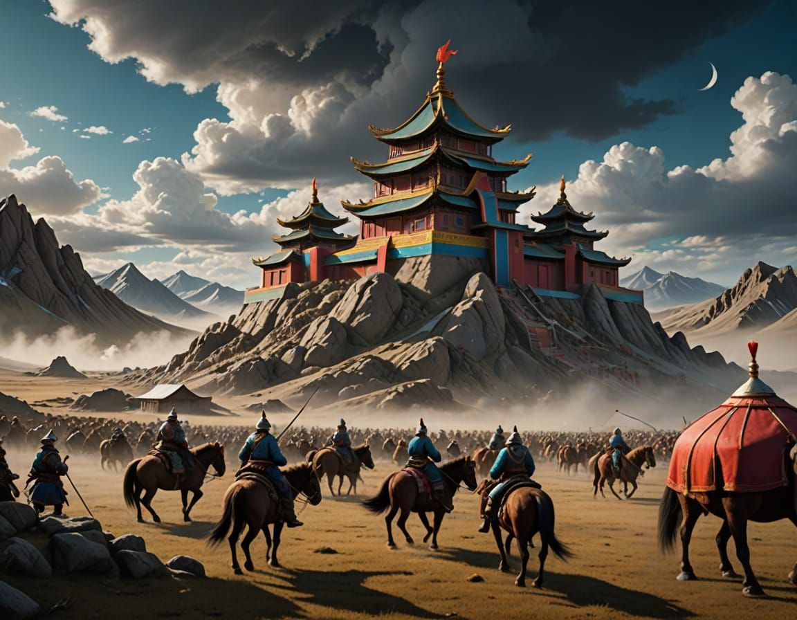 Epic Mongolian Horde in a Dreamlike Steppescape