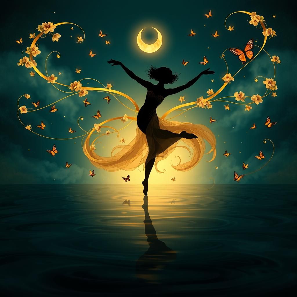 Craft an image with a dynamic and fluid composition, centeri...