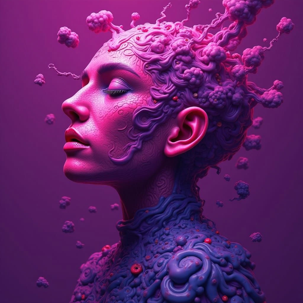 Chaotic Mindscape in Vibrant Digital Art Style