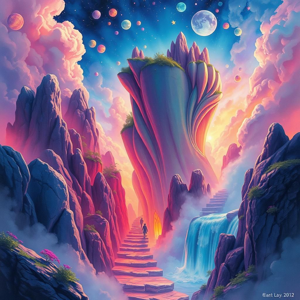 Surrealistic Matte Painting in Vibrant, Dreamlike Colors
